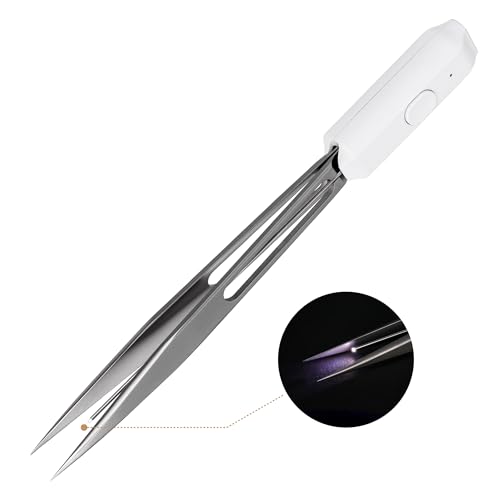 LASHVIEW Lash Tweezer, Eyelash Tweezers with Light, Straight Pointed Eyelash Tweezers for Profissional Grafting Eyelash Extension Stickers Precision Electronics, FG1 - size: FH
