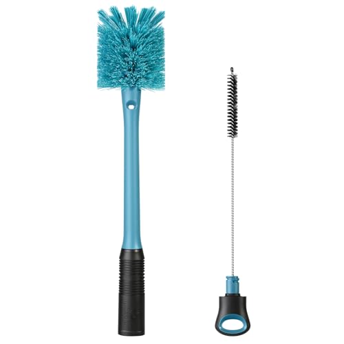 MOSOLAN 2-in-1 Bottle Brush and Straw Cleaner Brush, Smokey Blue, 1 Pack | Long Handle Water Bottle Scrubbing Brush for Water Bottles, Glasswares, Mugs, Flasks, Tumblers and Kitchen Sink - color: Smokey Blue, size: 1 Count (Pack of 1)