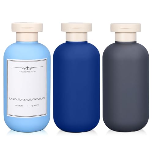 ASEVAT 6.7oz Sealed Plastic Travel Shampoo Bottles, Travel Shampoo and Conditioner Bottles Refillable, Empty Squeeze Bottle, Hand Soap Dispenser for Vacation, Gym, Home(BlueNavyGrey) - color: BlueNavyGrey, size: 6.7oz