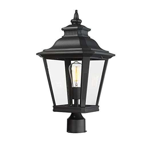 Large Outdoor Post Light Fixtures 21'' Lamp Post Light Fixture Black Finish Waterproof Anti-Rust Aluminum Pillar Outside Lighting for Walkway, Driveway, Patio, Porch - color: Post Light-without pole