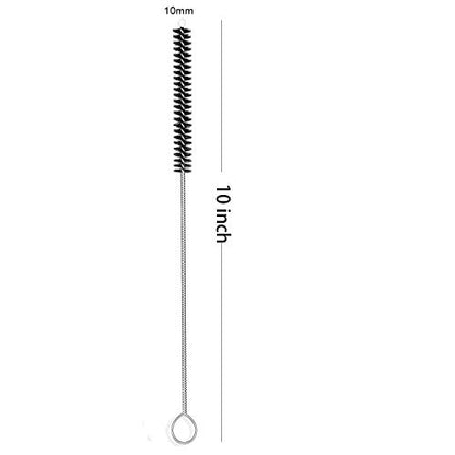 Long Straw Brush Cleaner (10 Pack), Flexible Nylon Tube Cleaning Brushes with 0.4" Bristles, Rust-Proof Stainless Steel Wire Washer for Reusable Tumblers, Sports Bottles & Pipes (10 Inch) - color: Black