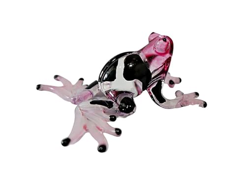 Frog Tiny Miniature Figurines Animals Hand Blown Glass Art, Collectible Gift Decor,(Purple) - color: Purple