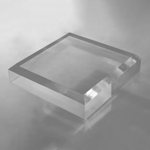 CiaoHER 2in Thickness Beveled Solid Acrylic Display Block Clear Polished Pedestal Stand Riser Solid Base (9x9) - size: 9x9