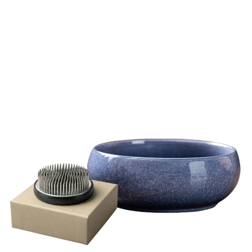 Ikebana Kit, Bowl, with 2.4in Floral Frog | Japanese Flower Vase, Ikebana Vase, Flower Frog Kit, for Hydroponic, Water Lotus Bowl, Japanese Floral Arrangement - color: Large-violet Galaxy