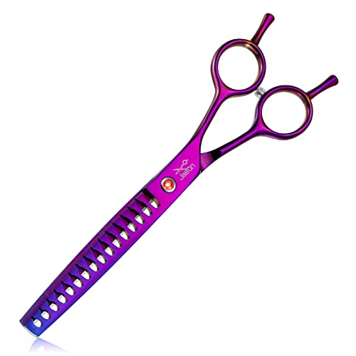 JASON Dog Grooming Chunker Scissor - 7" Professional Hair Shears Purple | Ergonomic Handle Japanese Stainless Steel, for Dogs, Cats and Other Pets, Sharp, Gift - color: Purple, size: 7.03