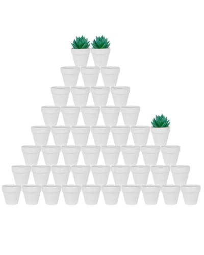 vensovo 48 Pcs 2" Tiny Ceramic Terracotta Pots,White Clay Pot - color: White