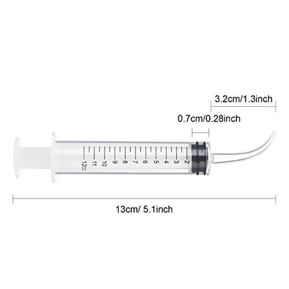 TecUnite 8 Pcs Syringe Dental Irrigation Syringe with Curved Tip | 12cc Disposable Wisdom Teeth Cleaning, Tonsil Stone Removal, Oral Mouth Liquid Measurement, Clear Graduated Marks - style: With Measurement