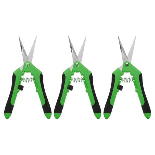 HARFINGTON 3pcs Gardening Scissors 6.5" Straight Stainless Steel Blades Hand Pruner Garden Pruning Shears for Plant Flowers Trimming in Garden, Green - color: Green