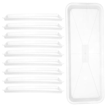 Yardwe 10Pcs Rectangular Plant Tray, Plastic Flower Pot Saucer, Reusable Bonsai Pot Tray, Ideal for Indoor and Outdoor Plants, Prevents Overwatering, Easy to Clean, 15.66 X 5.90 Inch, White - color: White