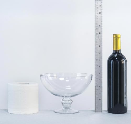 CYS EXCEL Glass Decorative Footed Bowl (H:6" D:8") | Fruit Display Terrarium Compote Vase Kitchen Table Centerpiece - style: Modern