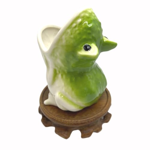 Cute Succulent Pots,White Ceramic Indoor Planters with Drainage and Wood Tray,Round Shallow Flower Plant Pots Decoration Frog - style: Frog