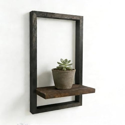 Vineland Rustic Wooden Wall Shelves for Indoor Plants, Hanging Wall Planters Shelf, Floating Shelves for Wall Decor, Farmhouse Plant Holder for Bathroom, Bedroom, Living Room, Brown & Black