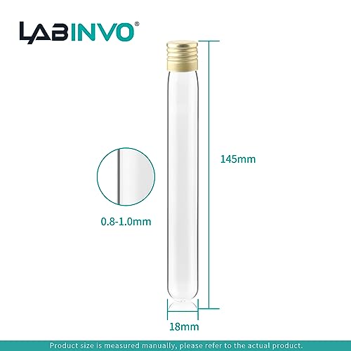 25ml Glass Test Tubes with Aluminium Caps, Round Bottom, Thickness 0.8-1.0, 18x145mm, Pack of 50, Used for Bath Salts, Party Decoration, Scientific Experiments, IN-TTG01 - style: 50 PCS of 25ml,with brush& caps