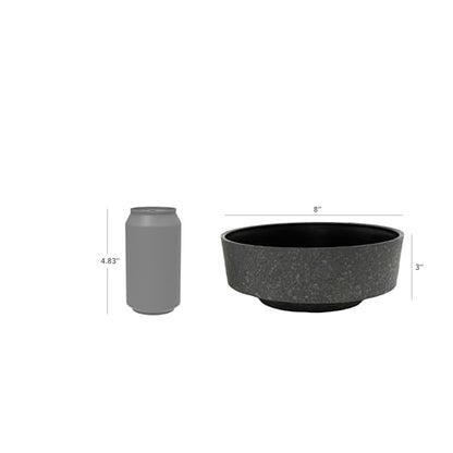 The HC Companies 8 Inch Round Plastic Succulent Capri Bowl 8"x8"x3" in Faux Concrete Color with Copper Band - color: Faux Concrete W/Copper, size: 8"