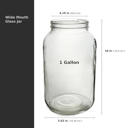 North Mountain Supply 1 Gallon Glass Jar Wide Mouth with Grommeted Black Plastic Lid, and 2-Piece Airlock - USDA, BPA-Free, Made in the USA - for Fermenting, Kombucha, and Much More! - Case of 2
