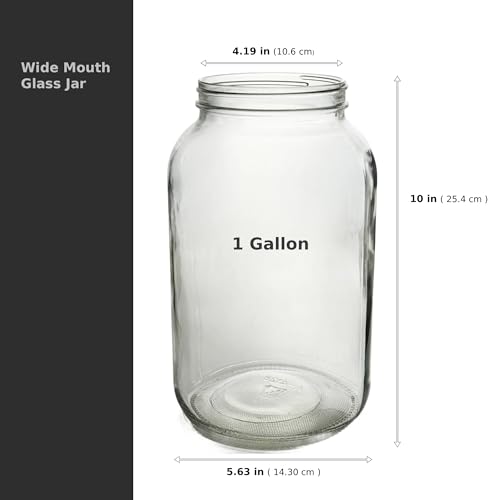 North Mountain Supply 1 Gallon Glass Jar Wide Mouth with Grommeted Black Plastic Lid, and 2-Piece Airlock - USDA, BPA-Free, Made in the USA - for Fermenting, Kombucha, and Much More! - Case of 4