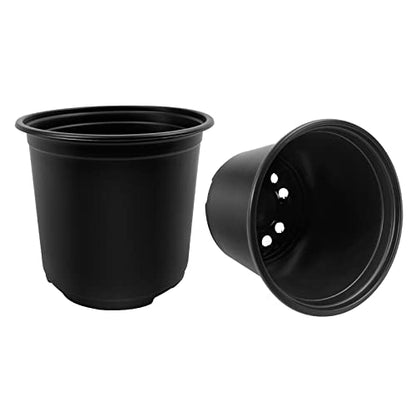 RAOOKIF 100 Pack Nursery Pots, 4 5 6 Inch Nursery Pot for Plants, Plastic Plant Pots with Drainage Holes, Garden Flower Pots for Transplanting, Succulents, Cuttings, Seedlings(5inch,100pcs) - size: 5 Inch