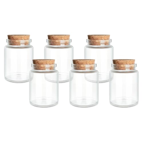 JIUYUE 6-Pack 2.71 oz (80ml) Small Glass Bottles with Cork Stoppers - color: 6pcs