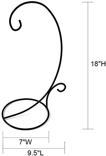 Attraction Design Ornament Display Hanging Stand Set of 2, Black Metal Stand Holder Flower Pot Stand for Hanging Glass Globe Air Plant Terrarium Succulent and Witch Ball (L)