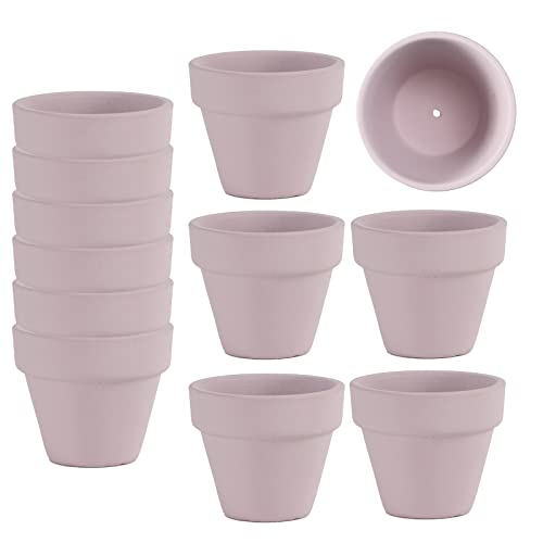 Fcacti Mini Pink Terracotta Clay Flower Pots 2 inch with Drainage Holes for Tiny Cactus Herb lithop, Small Succulent Planter Nursery Plant Pot,(FC-48-12-P) - color: Pink