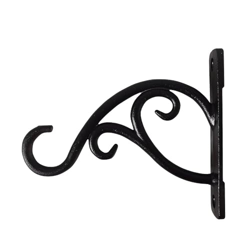 Black Metal Outdoor Hanging Brackets, 5.9 Inch, Heavy Duty, Modern Rustic Style, Wall Mount, 1 Count - size: 5.9 Inch