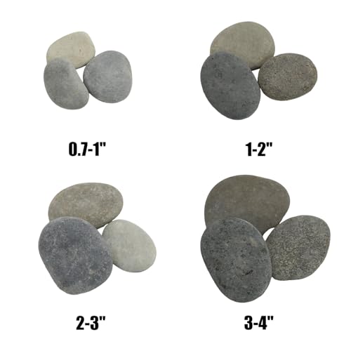 4LB Large Rocks for Painting, 1-2 Inch Natural River Rocks, Decorative Stones for Fish Tank Aquarium Fountain Garden Arts Crafting - size: 1-2 Inch