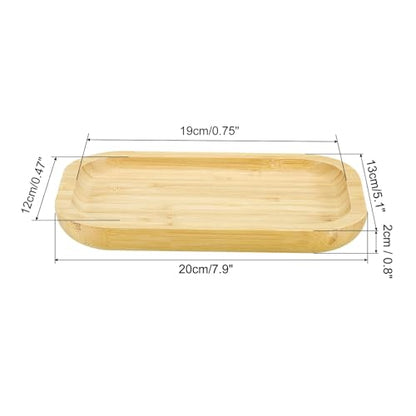 PATIKIL Wood Saucer, 8x5 Inch Rectangular Wooden Plant Drainage Tray Bonsai Plants Saucer Succulent Pot for Home Balcony Patio - size: 8x5 Inch