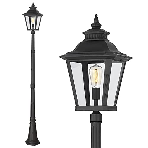 Outdoor Lamp Post Light, Waterproof Outdoor Classic Street Lights with Clear Glass for Backyard, Patio, Garden, Lawn, Pathway, Driveway - color: Post Light-with pole