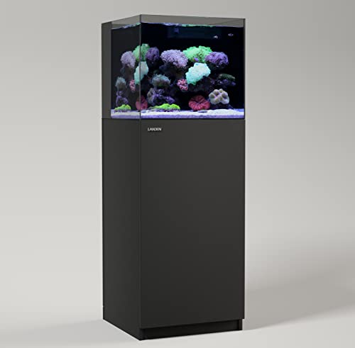 LANDEN Wooden Aquarium Stand & Cabinet, 20 Gallon Fish Tank, 17.7x17.7in | Matte black finish; 45x45x80cm, 31.5in tall; enclosed storage hides wires and gear; fresh, salt, planted or reptile setups - color: Black-fig8_inlet, size: W17.7xD17.7xH31.5in(45x4