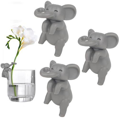 Plant Propagation Buddy, Elephant Plant Propagation Holder, Plant Support for Sprouts, Stems, Shoots and Cuttings, Cute Plant Supporters for Indoor Garden Plant Lover, 3PCS - style: 3 Gray Elephants