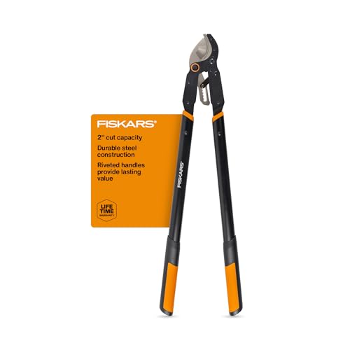 Fiskars 32" Ratchet Drive Garden Anvil Loppers, 2" Cut Capacity | Heavy-Duty Tree Trimmer for Thick, Dry, Dead Branches, Ratchet Design Compounds Force for Easy Use, Low-Friction Steel Blades - style: 32" Ratchet Anvil