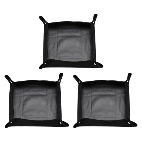 HARFINGTON 3pcs Repotting Mat 19.7" x 19.7" Oxford Cloth Waterproof Plant Repotting Mat Foldable Portable Gardening Potting Tray with Plastic Buckle for Indoor Plant Change Soil, Black - color: Black