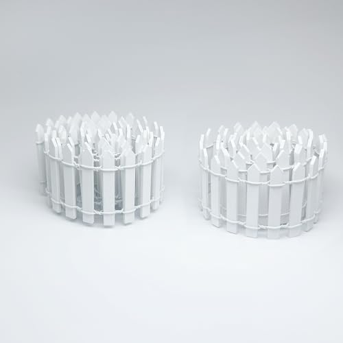 Fairy Garden Miniature Fence Accessories: 2Pcs White Wooden Picket Fence | Indoor & Outdoor Decorative Christmas Village - for Kids Ages 4 to 8 - Festive Decor for Christmas and Halloween - color: White-2pcs