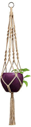 Mkono 2 Pack Macrame Plant Hangers Indoor Hanging Planter Basket Decorative Flower Pot Holder Jute Rope for Indoor Outdoor Home Decor 4 Legs 40 Inch, Brown