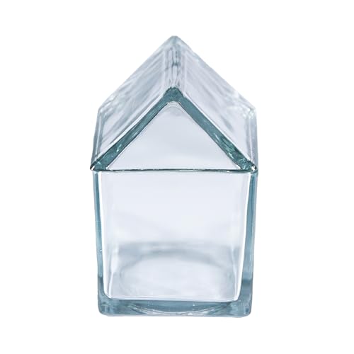 Creative Co-Op 45-Ounce Glass House Shaped Jar with Lid, Clear - size: 45-Ounce