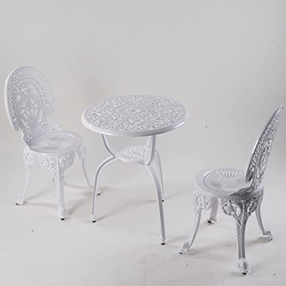 KAILI Patio Bistro Sets 3 Piece cast Aluminum Patio Furniture Outdoor Garden Metal Rust Proof Tables and Chairs White bisrto Set (Crown-White) - style: crown-white