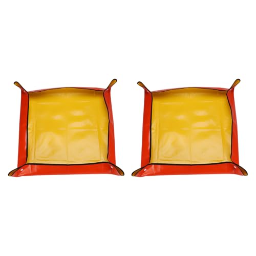 HARFINGTON 2pcs Repotting Mat 19.7" x 19.7" PE Cloth Waterproof Plant Repotting Mat Foldable Portable Gardening Potting Tray with Plastic Buckle for Indoor Plant Change Soil Watering, Yellow - color: Yellow, size: 19.7" x 19.7"