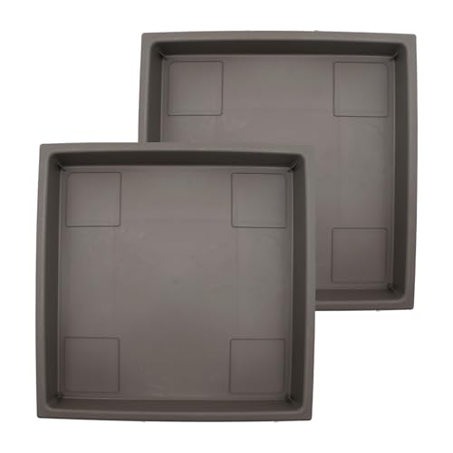 The HC Companies Accent Square Plant Pot, 14 Inch, Cappuccino, 2-Pack - color: Cappuccino, size: 14" (Pack of 2)