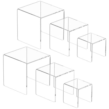 NIUBEE Acrylic Risers Display Stand 2 Set, Clear Display Risers Shelf,5x6x7 | Acrylic Risers Stand Shelves for Funko Pop Figures, Plastic Cupcake Stands for Candy Dessert Showcase Party Table Decorations - size: (5,6,7)" x 2Set