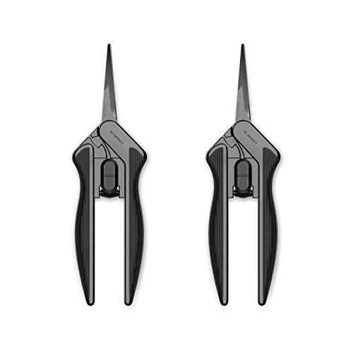 AC Infinity 6.6” Stainless Steel Pruning Shear 2-Pack. | Straight Precision Blades with Nonstick Teflon Coating, Lightweight Ergonomic Design, for Gardening, Hydroponics, Grow Tents - style: Straight Blades x2