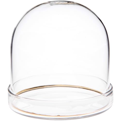 Plymor 3" x 3" Glass Display Dome Cloche with Gold Rim (Clear Glass Tray Base) - size: 3" x 3"