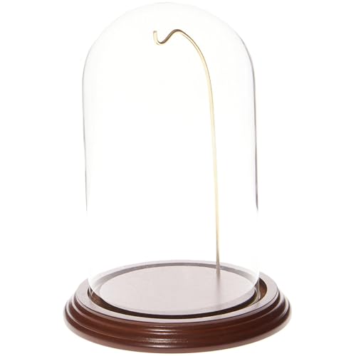 Plymor 4" x 7" Watch/Ornament Glass Display Dome - color: Walnut Base / Gold Wire