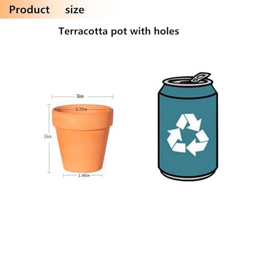 TKSCUSR 22Pcs 3 Inch Terracotta Pots, Clay Flower Pots Cactus DIY Flower Pots with Drainage Hole,Great for Plants Garden Windowsill Indoor & Outdoor Wedding Favors Gifts