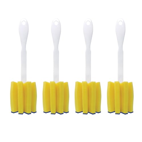 LOLA Glass & Jar Foam Sponge Brush, 4 Pack, Star Shaped w/Non-Scratch Blue Scrubber Top, Perfect for Glasses, Mugs, Bottles, Dishwasher Safe - size: 4 Pack