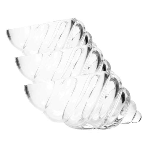 Hosley Glass Shell Vase 8 Inches Long Ideal Gift for Weddings Spa Aromatherapy Floral Arrangements Bowl for Orbs DIY Craft Projects LED Votive Candle Gardens O9 (Pack of 3) - size: 8'' Long (Pack of 3)