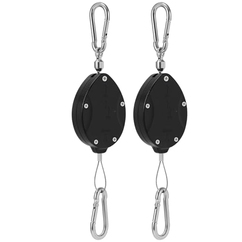 2025 Upgraded Heavy-Duty Retractable Plant Pulleys – Adjustable Stainless Steel Rope Hangers for Hanging Baskets, Auto-Locking Plant Holders, and Bird Feeders (2, Black) - color: Black