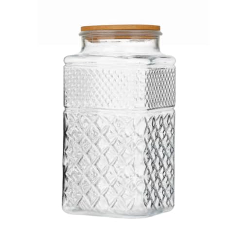 ANSQU 0.87 Gallon Square Glass Jar with Airtight Lid, Large Cookie Jar - color: Transparent-Square, size: 111.5 Ounces