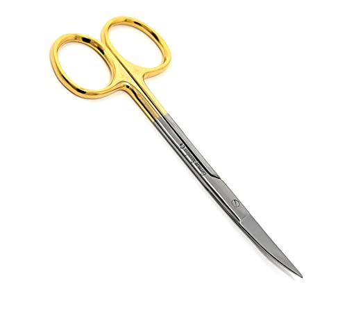 Iris Micro Dissecting Scissors 4.5" Curved Fine Point - Perfect for Doctors, Nurses, EMS, Students, Education & Training and More (Gold Handle) - color: Gold Handle