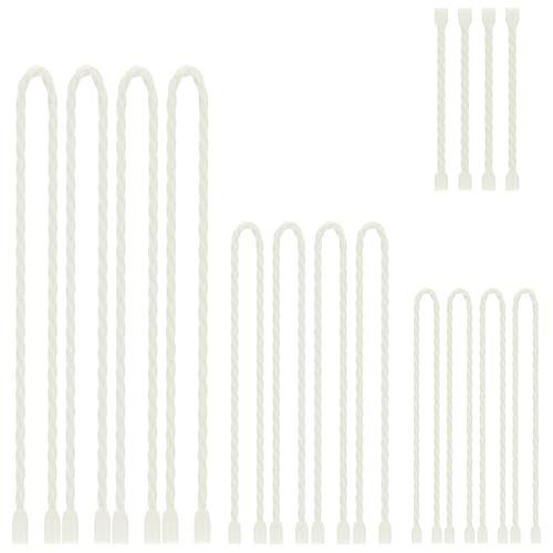 16Pcs 3-24inch Silicone Cable Ties Reusable Steel-Core Silicone Twist Cable Tie Straps for Bundling and Organizing Colorful Bendable Holder Strap for Indoor and Out All Purpose, White - color: White, size: 3-24 Inch