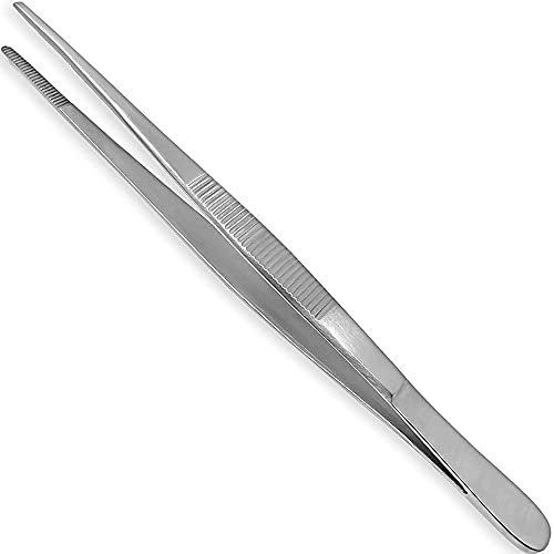 Thumb Dressing Forceps, Mulipurpose Tweezer Stainless Steel, Serrated Tip Straight 6 Inch - size: 6"